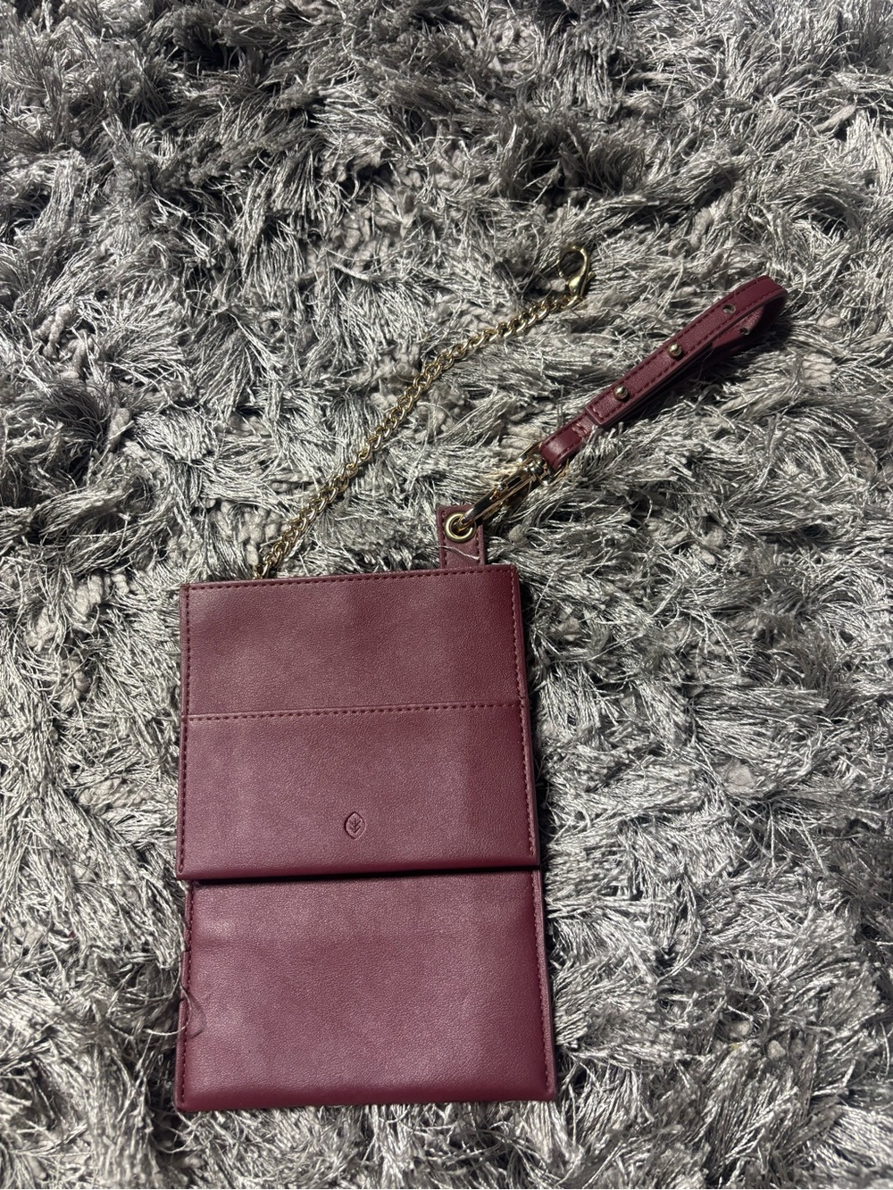 Women's Burgundy Crossbody Phone Bag with Gold Chain Strap